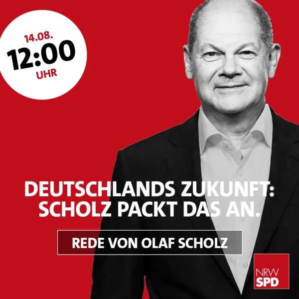 Wahlkampfauftakt mit Olaf Scholz am 14. August 2021 in Bochum: Deutschlands Zukunft: Scholz packt das an - Rede von Olaf Scholz um 12:00 Uhr