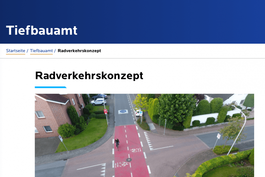 Screenshot von der Internet-Seite der Stadt Bochum zum Radverkehrskonzept